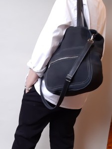 Grafitowa skórzana torba z kieszonką